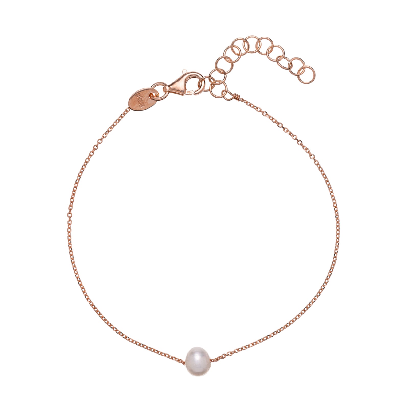 Bracciale catena donna Alisia in argento rosé con perla Regolabile 15,5-18,5 cm