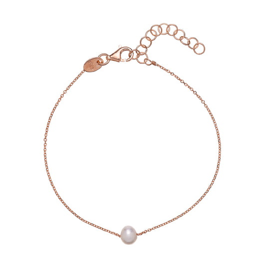 Bracciale catena donna Alisia in argento rosé con perla Regolabile 15,5-18,5 cm