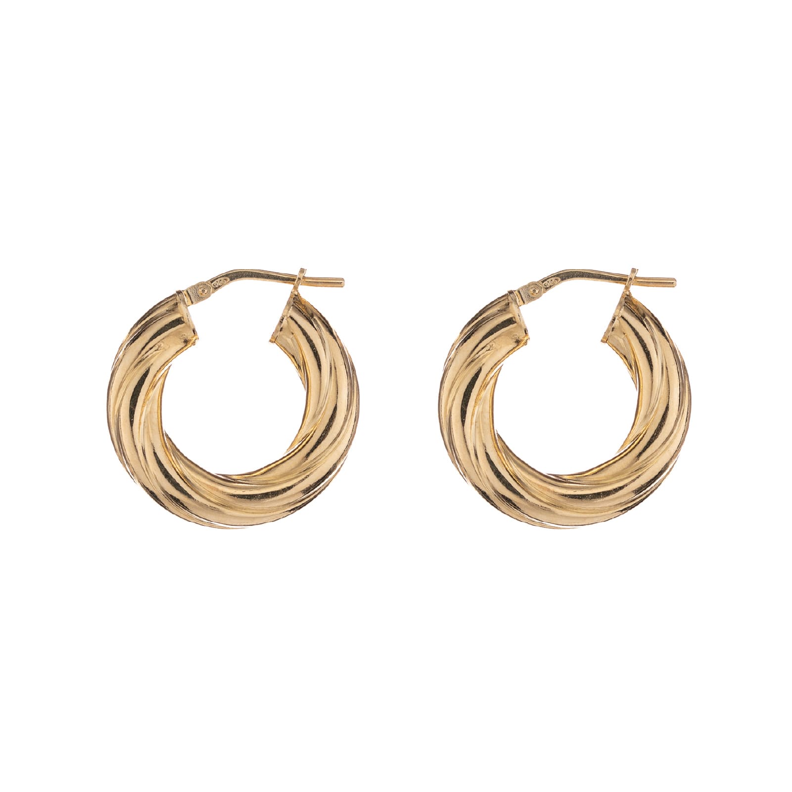 Orecchini a cerchio torcion Alisia grandi in argento dorato MISURA UNICA