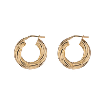 Orecchini a cerchio torcion Alisia grandi in argento dorato MISURA UNICA