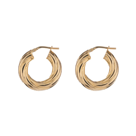 Orecchini a cerchio torcion Alisia grandi in argento dorato MISURA UNICA