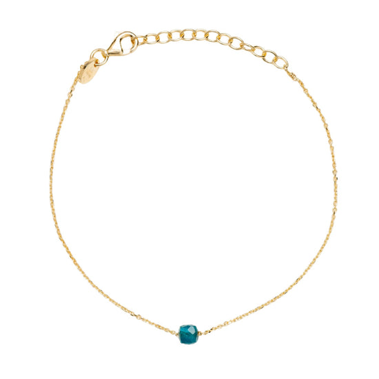 Bracciale Alisia in argento dorato con pietra apatite singola 18,5 cm