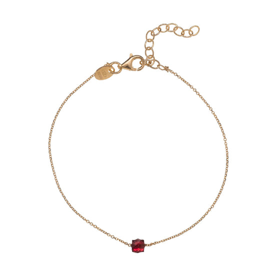 Bracciale catena Alisia in argento dorato con pietra granato 18,5 cm