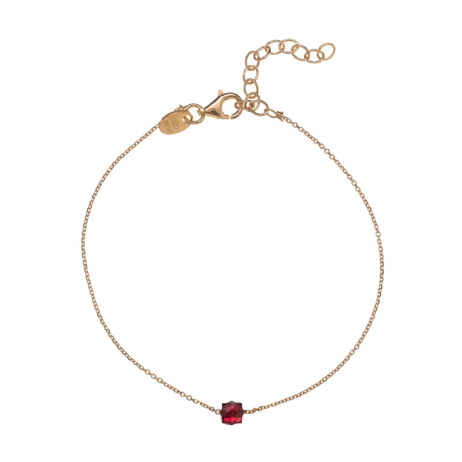 Bracciale catena Alisia in argento dorato con pietra granato 18,5 cm