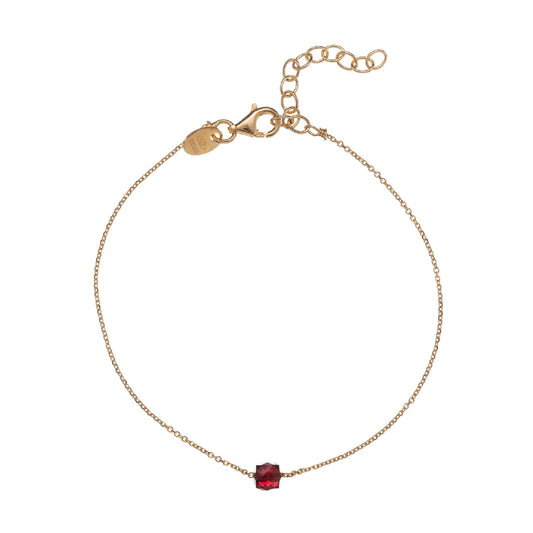 Bracciale catena Alisia in argento dorato con pietra granato 18,5 cm