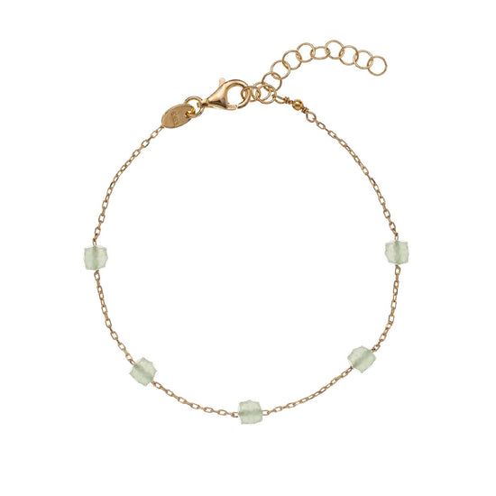 Bracciale rosario Alisia argento dorato avventurina quadrata Regolabile 15,5-18,5 cm