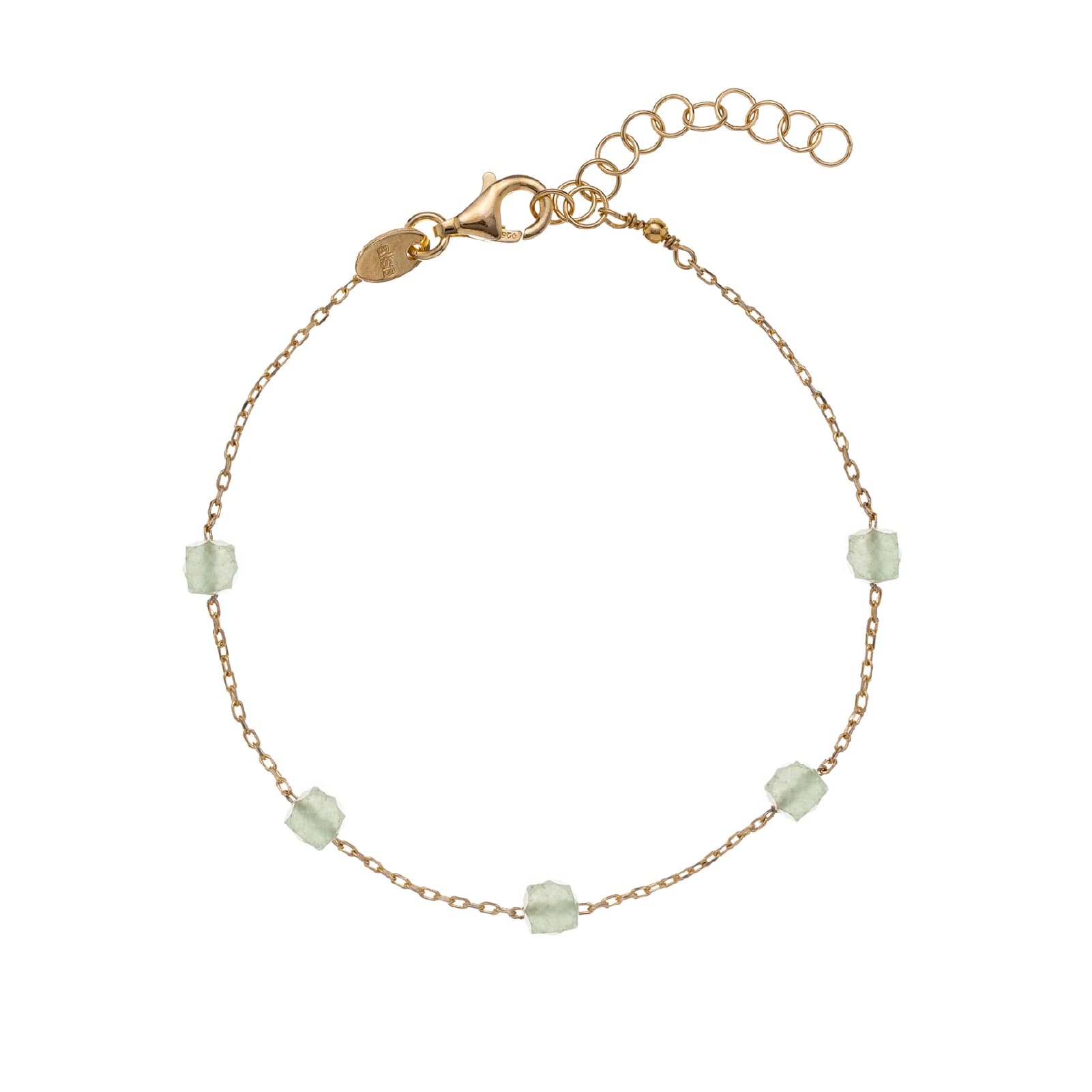 Bracciale rosario Alisia argento dorato avventurina quadrata Regolabile 15,5-18,5 cm