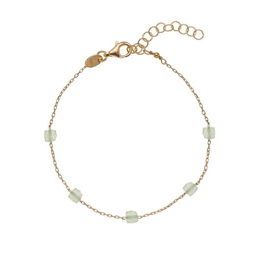 Bracciale rosario Alisia argento dorato avventurina quadrata Regolabile 15,5-18,5 cm