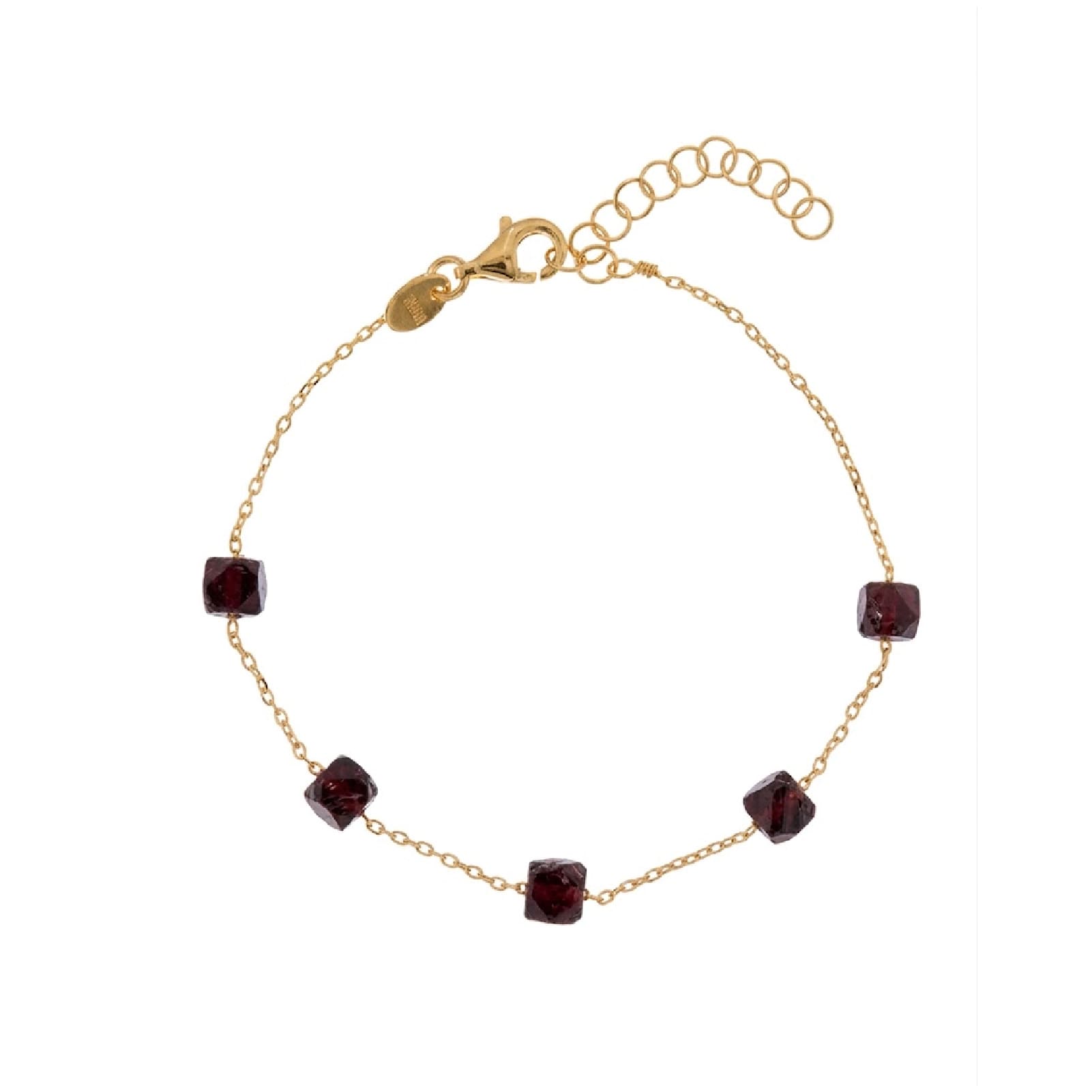 Bracciale Alisia in argento dorato pietre granato a rosario 18,5 cm