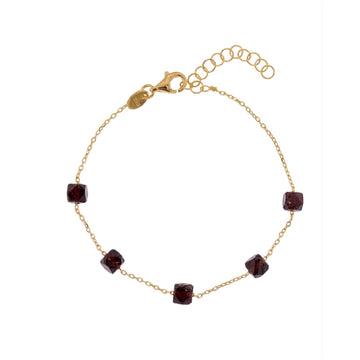 Bracciale Alisia in argento dorato pietre granato a rosario 18,5 cm