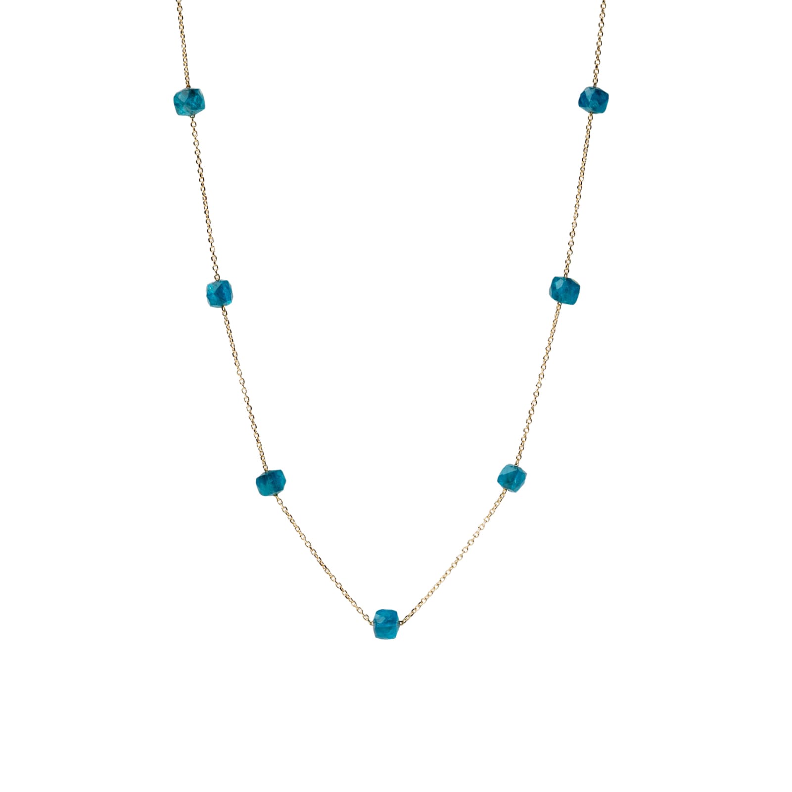 Collana Alisia in argento dorato pietre apatite a rosario MISURA UNICA