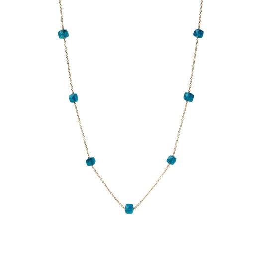Collana Alisia in argento dorato pietre apatite a rosario MISURA UNICA