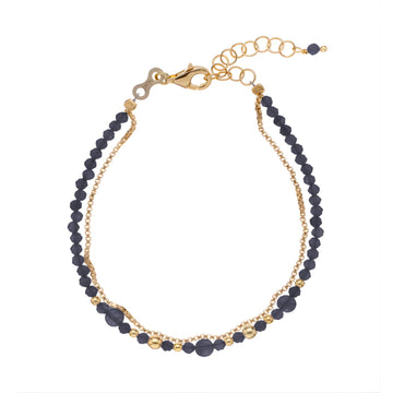 Bracciale multifilo Alisia argento dorato e pietre spinello Regolabile 15,5-18,5 cm