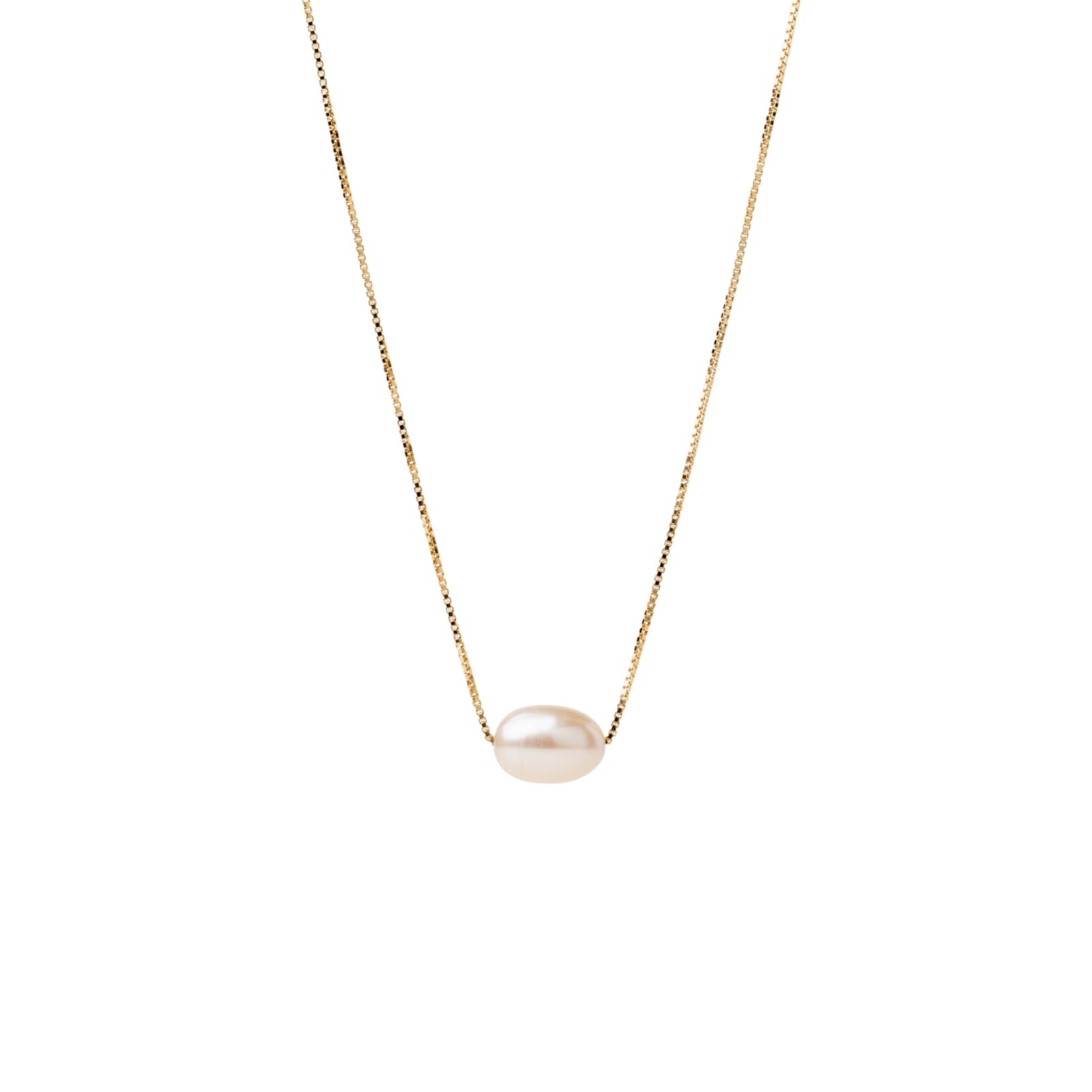 Collana Alisia in argento dorato con catena veneziana perla MISURA UNICA