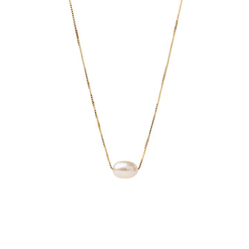 Collana Alisia in argento dorato con catena veneziana perla MISURA UNICA