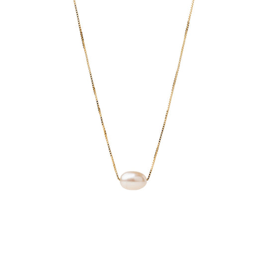 Collana Alisia in argento dorato con catena veneziana perla MISURA UNICA