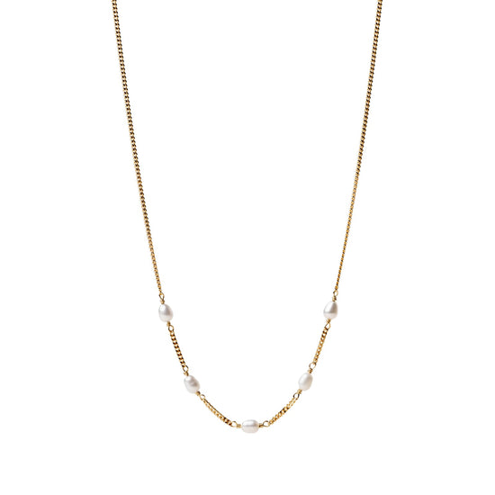 Collana girocollo Alisia in argento dorato con 5 perle centrali MISURA UNICA