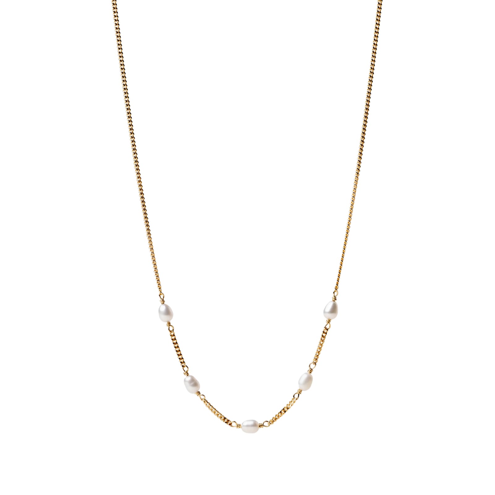 Collana girocollo Alisia in argento dorato con 5 perle centrali MISURA UNICA