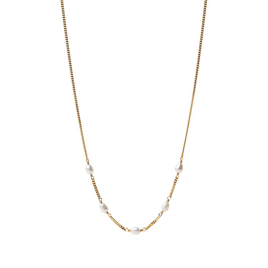 Collana girocollo Alisia in argento dorato con 5 perle centrali MISURA UNICA