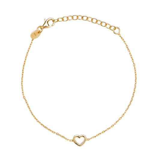 Bracciale Alisia in argento dorato con cuore piccolo 18,5 cm