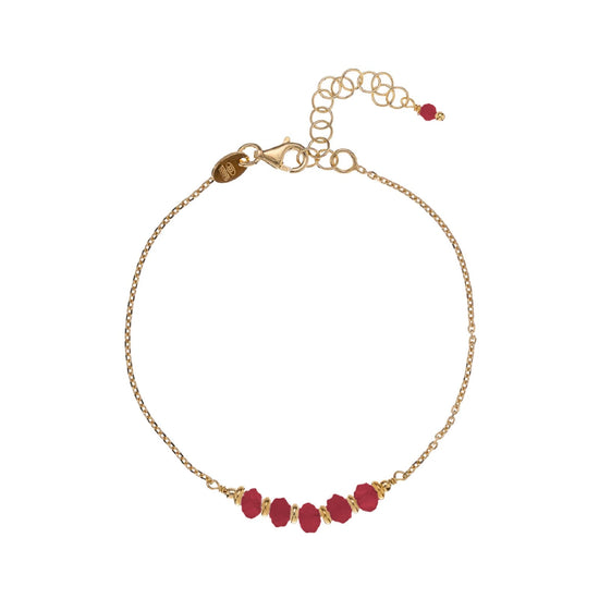 Bracciale Alisia in argento dorato con rondelle di granato Regolabile 15,5-18,5 cm