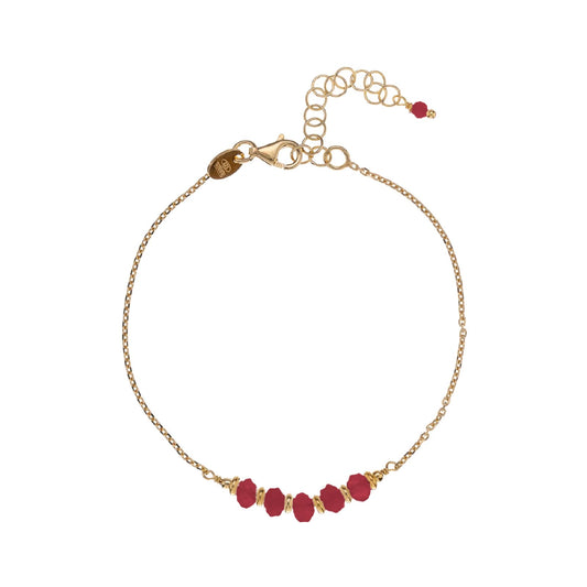 Bracciale Alisia in argento dorato con rondelle di granato Regolabile 15,5-18,5 cm