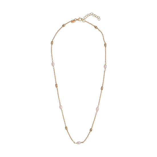 Collana girocollo Alisia con ovali in argento dorato e perle MISURA UNICA