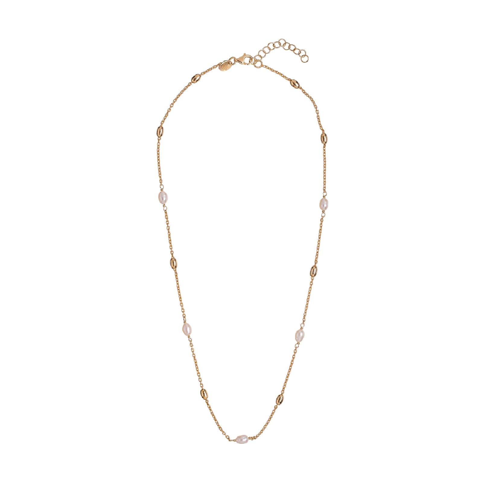 Collana girocollo Alisia con ovali in argento dorato e perle MISURA UNICA