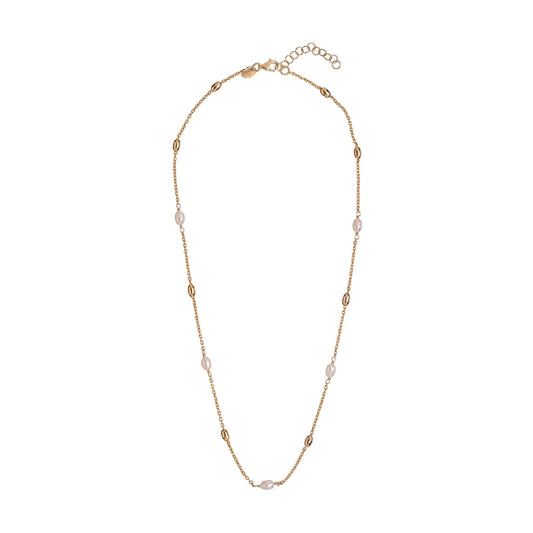 Collana girocollo Alisia con ovali in argento dorato e perle MISURA UNICA