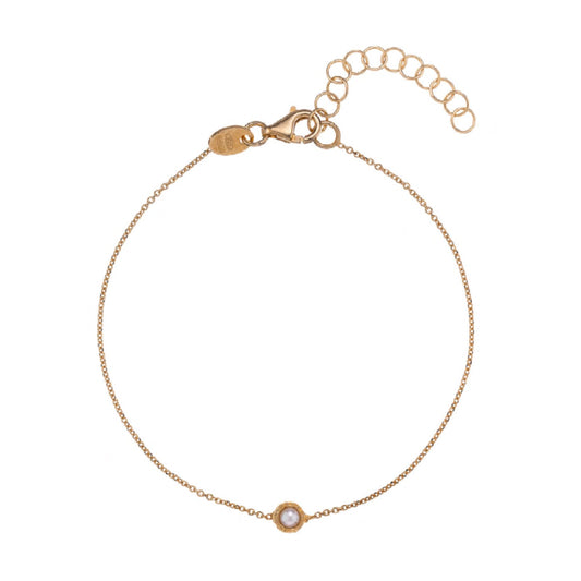 Bracciale Alisia in argento dorato perla cabochon a castone Regolabile 15,5-18,5 cm