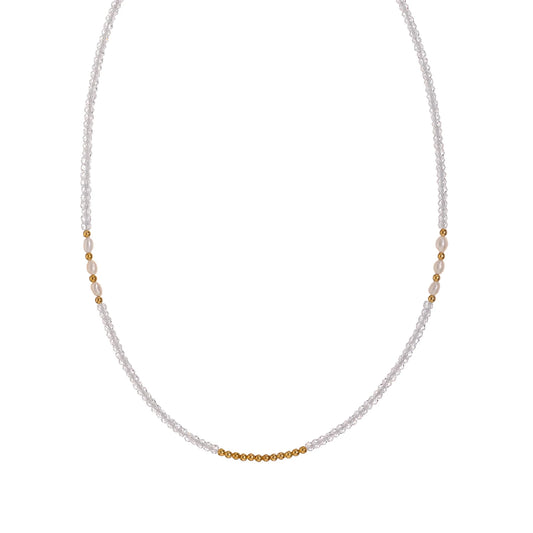 Collana girocollo Alisia in argento perle bianche e zirconi MISURA UNICA
