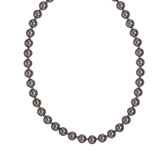 Collana girocollo Alisia in argento con perle di vetro 8mm MISURA UNICA