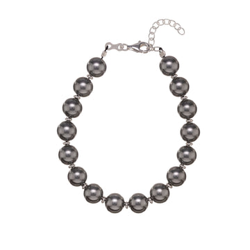 Bracciale da donna Alisia in argento con perle vetro 8mm Regolabile 15,5-18,5 cm