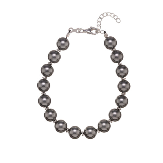 Bracciale da donna Alisia in argento con perle vetro 8mm Regolabile 15,5-18,5 cm