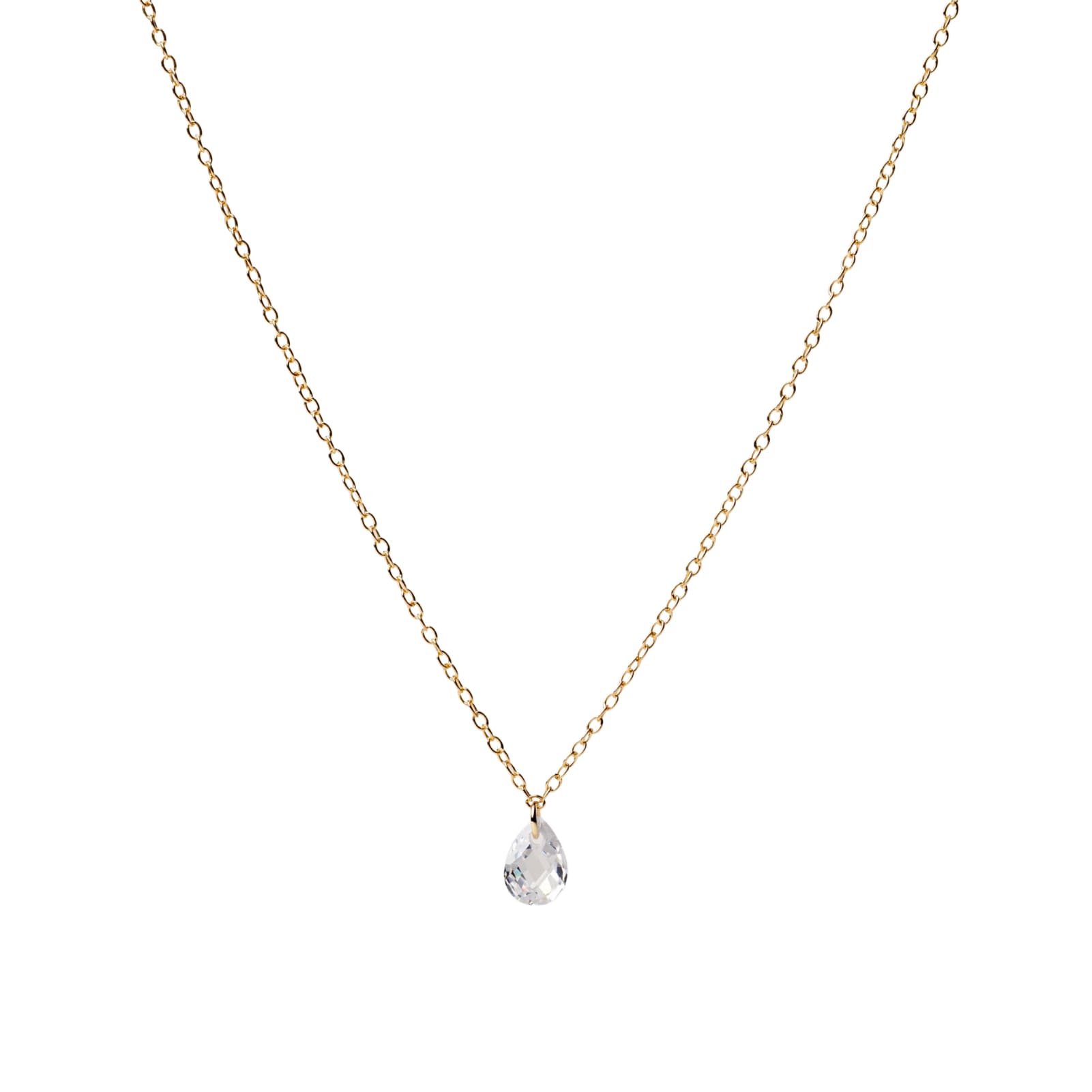 Collana girocollo Alisia in argento dorato con pendente goccia MISURA UNICA