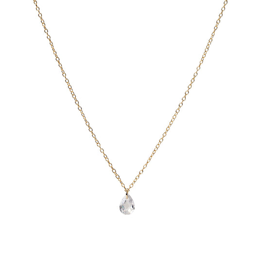 Collana girocollo Alisia in argento dorato con pendente goccia MISURA UNICA