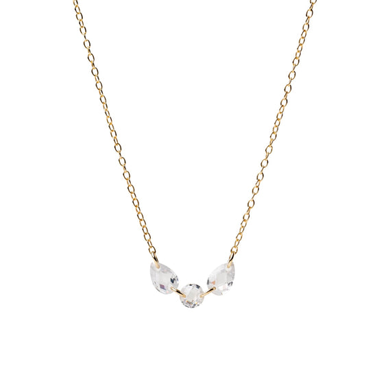 Collana Alisia in argento dorato con zirconi goccia centrali MISURA UNICA