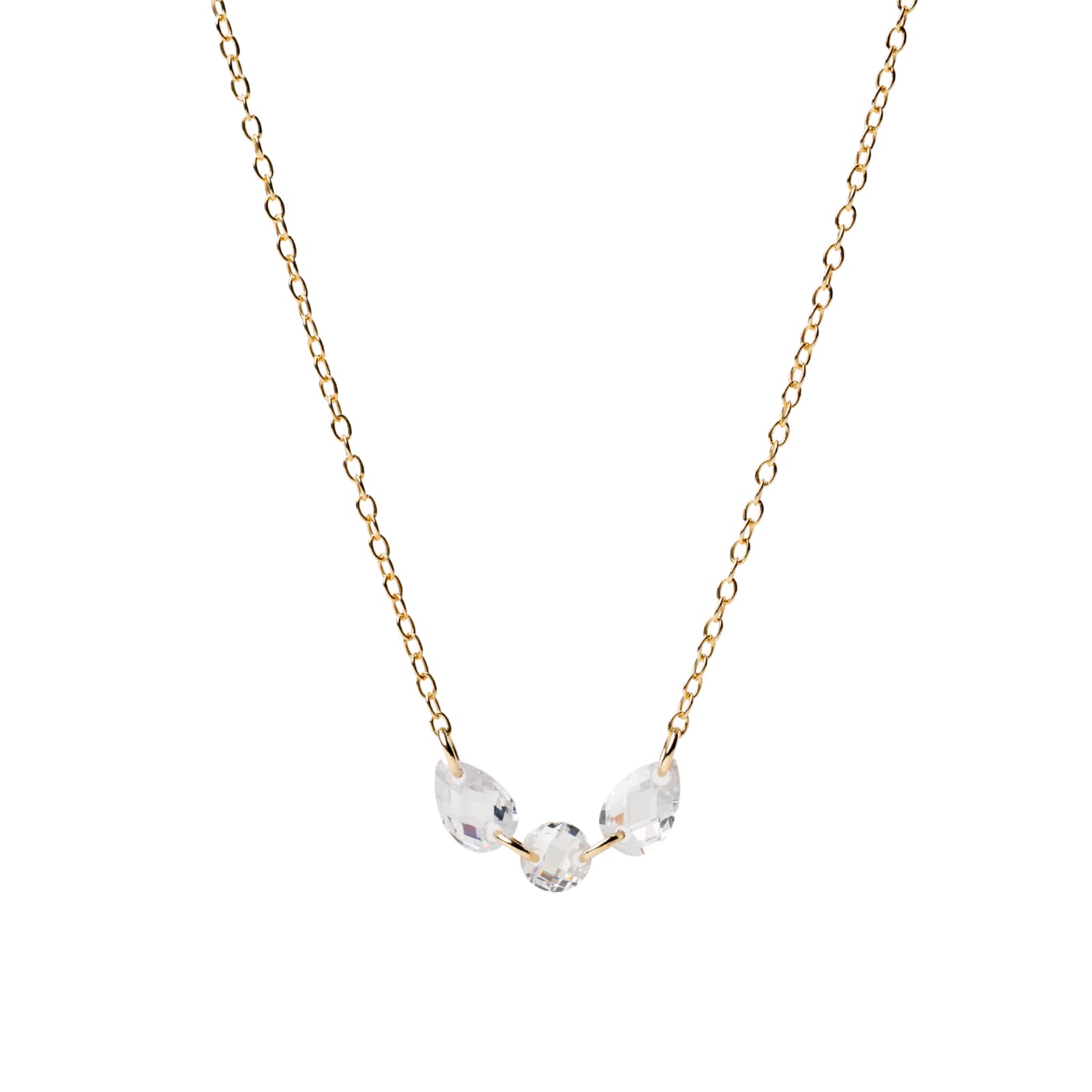 Collana Alisia in argento dorato con zirconi goccia centrali MISURA UNICA