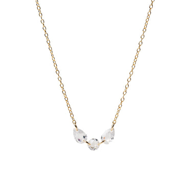 Collana Alisia in argento dorato con zirconi goccia centrali MISURA UNICA
