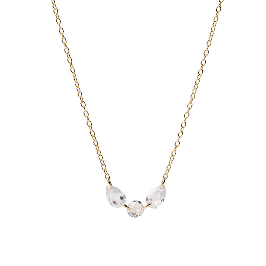 Collana Alisia in argento dorato con zirconi goccia centrali MISURA UNICA