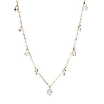 Collana Alisia in argento dorato zirconi goccia tondo alternati MISURA UNICA