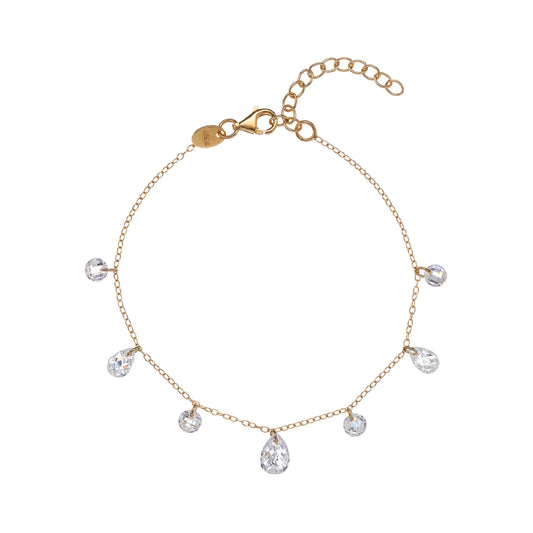 Bracciale catena Alisia argento dorato e ciondoli goccia Regolabile 15,5-18,5 cm