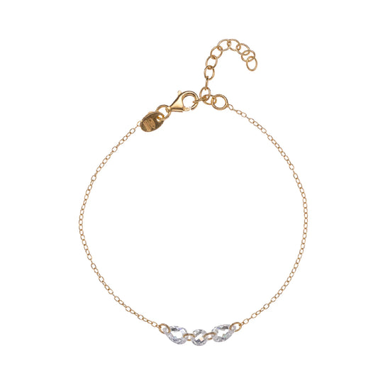 Bracciale catena Alisia argento dorato e ciondoli goccia Regolabile 15,5-18,5 cm
