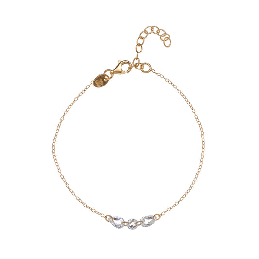 Bracciale catena Alisia argento dorato e ciondoli goccia Regolabile 15,5-18,5 cm