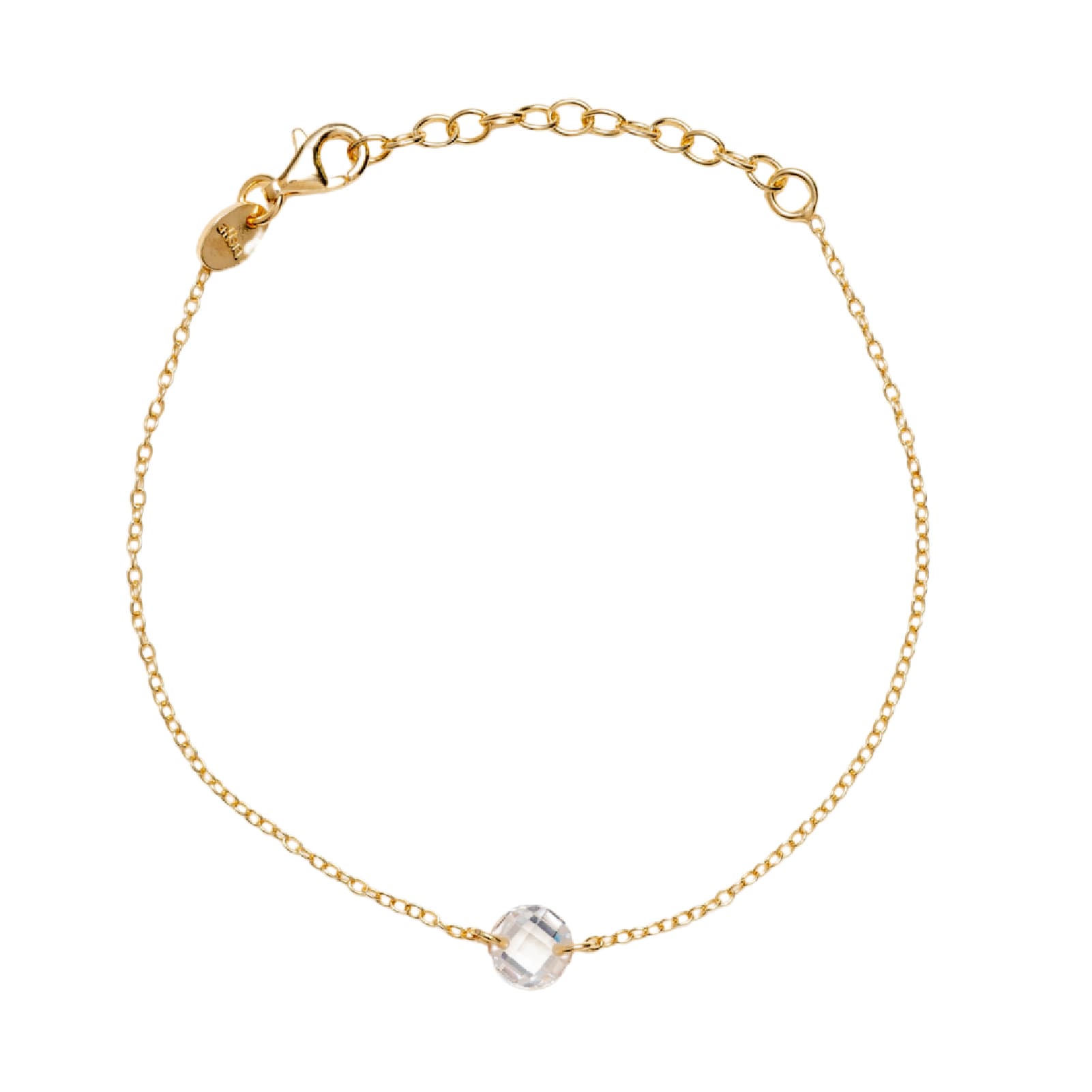 Bracciale Alisia in argento dorato con zircone tondo centrale 18,5 cm