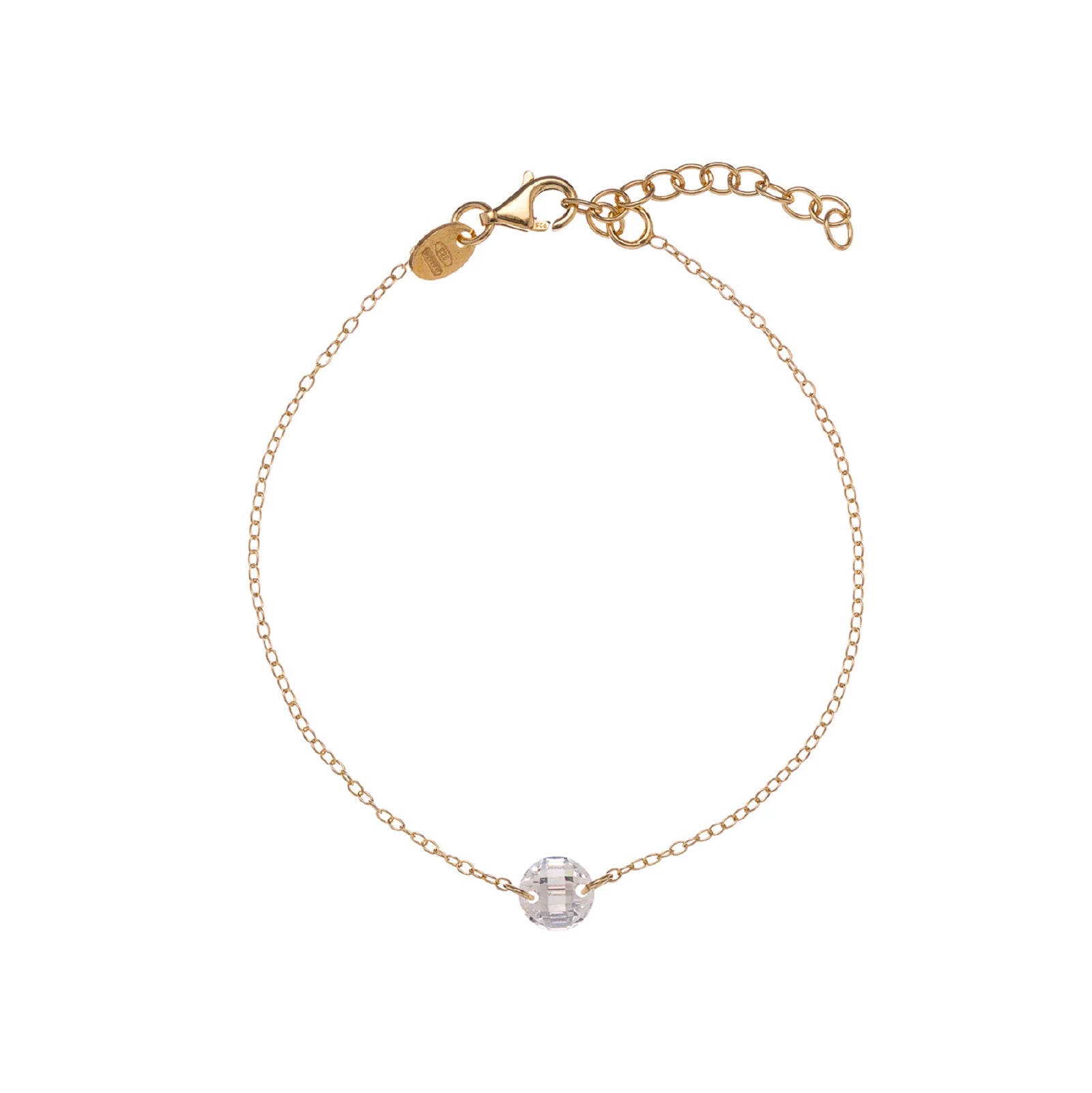 Bracciale catena Alisia argento dorato e zircone passante Regolabile 15,5-18,5 cm