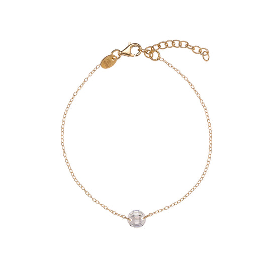 Bracciale catena Alisia argento dorato e zircone passante Regolabile 15,5-18,5 cm