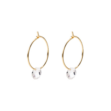Orecchini a cerchio Alisia in argento dorato con zircone tondo MISURA UNICA