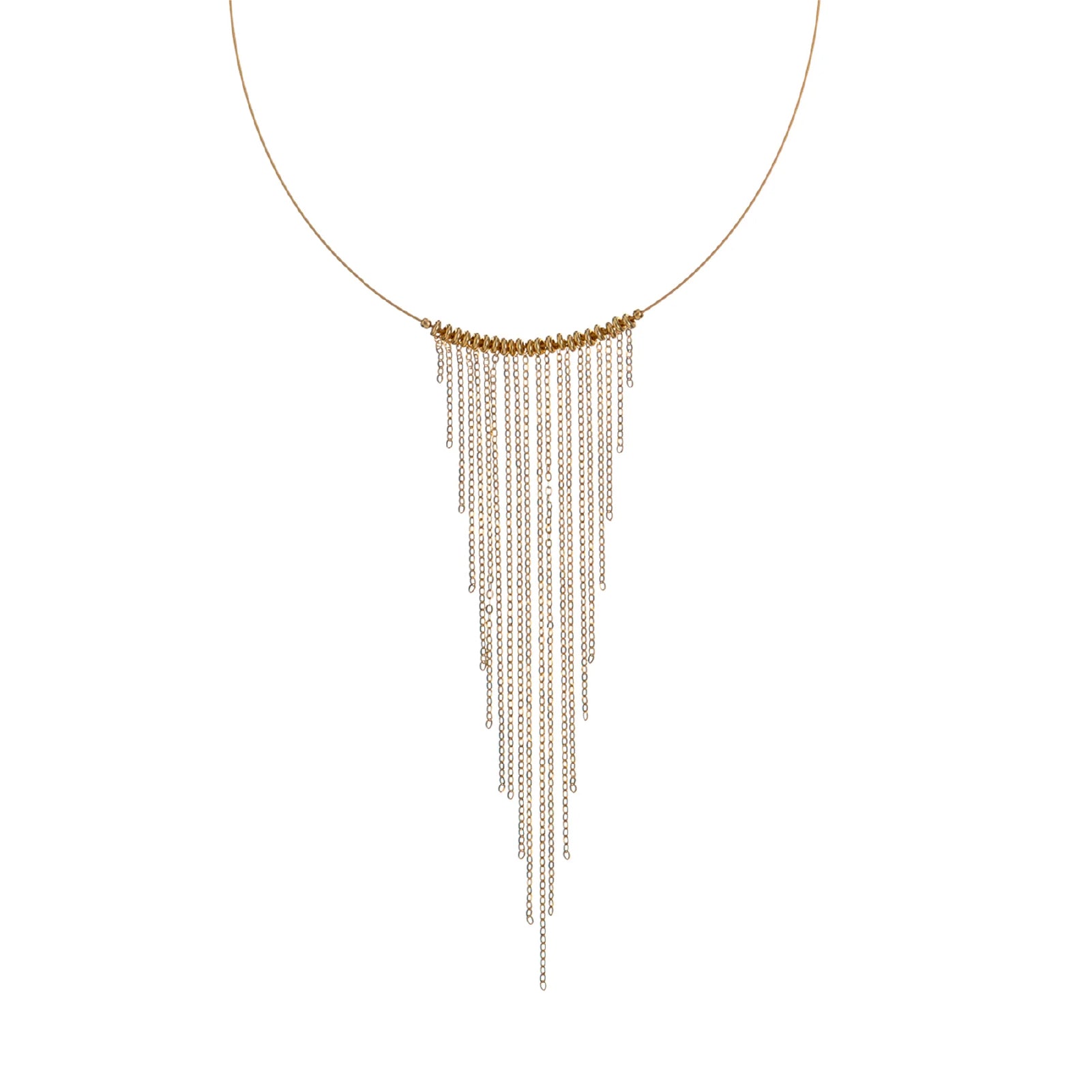 Collana girocollo Alisia argento dorato cascata di catene MISURA UNICA