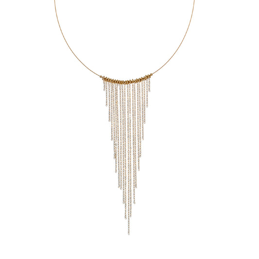 Collana girocollo Alisia argento dorato cascata di catene MISURA UNICA
